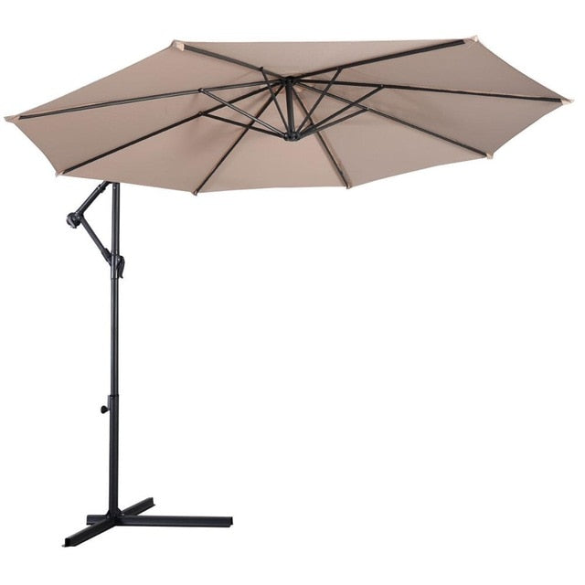 Giantex 10' Hanging Umbrella Patio Sun Shade Offset Outdoor Market W/T Cross Base Outdoor Furniture OP2808