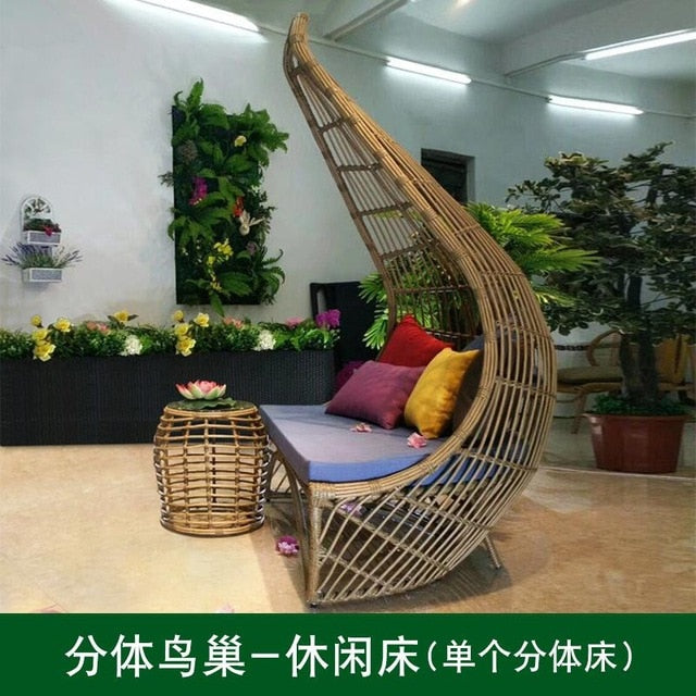 Trade Assurance rattan beach sun bed peach daybed outdoor garden furniture