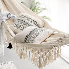 Load image into Gallery viewer, Large 2 Person Hammock Boho Style Brazilian Macrame Fringed Deluxe Double Hammock Net Swing Chair Indoor Hanging Swing delivery
